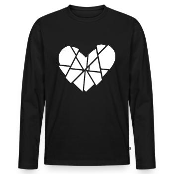 Heart Broken Shards Shards Anti Valentine's Day - Men's Premium Organic Long Sleeve Shirt - black - Front - Nico (187cm)