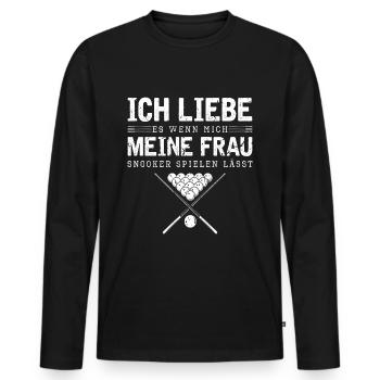 Ich Liebe Snooker Spielen Snooker Queue - Männer Premium Bio Langarmshirt - Schwarz - Vorne - Nico (187cm)