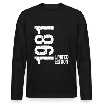 1981 limited edition - Männer Premium Bio Langarmshirt - Schwarz - Vorne - Nico (187cm)