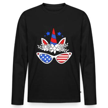Vierter Juli Nationalfarben Nationalfeiertag USA - Männer Premium Bio Langarmshirt - Schwarz - Vorne - Nico (187cm)