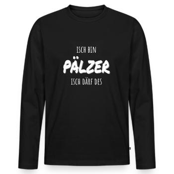 Pfälzer | Shirt | Ich darf das - Männer Premium Bio Langarmshirt - Schwarz - Vorne - Nico (187cm)
