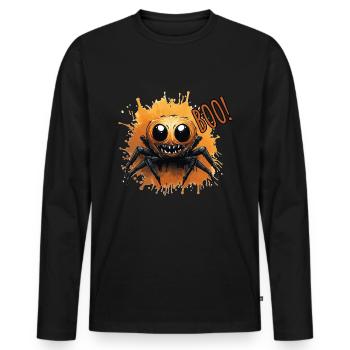 Halloween araignée mignonne et effrayante Boo! - T-shirt manches longues Premium bio Homme - noir - Devant - Nico (187cm)