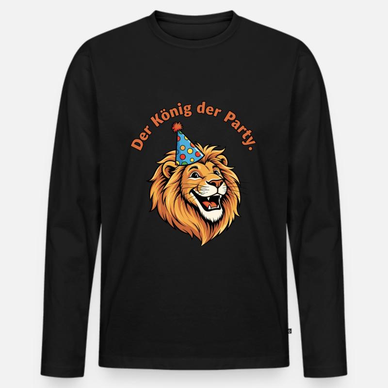 Der König der Party - Männer Premium Bio Langarmshirt - Schwarz