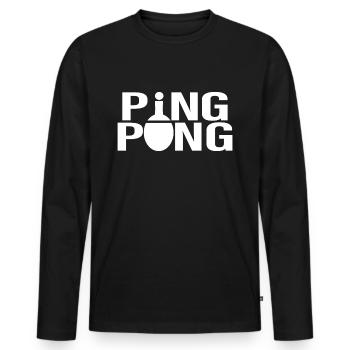 Ping Pong - Männer Premium Bio Langarmshirt - Schwarz - Vorne - Nico (187cm)