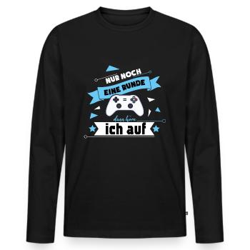 Nur noch eine Runde lustiger Gaming Spruch - Männer Premium Bio Langarmshirt - Schwarz - Vorne - Nico (187cm)