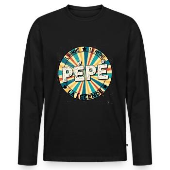 Mon Pépé Est Une légende Cadeau Humour Papi - T-shirt manches longues Premium bio Homme - noir - Devant - Nico (187cm)