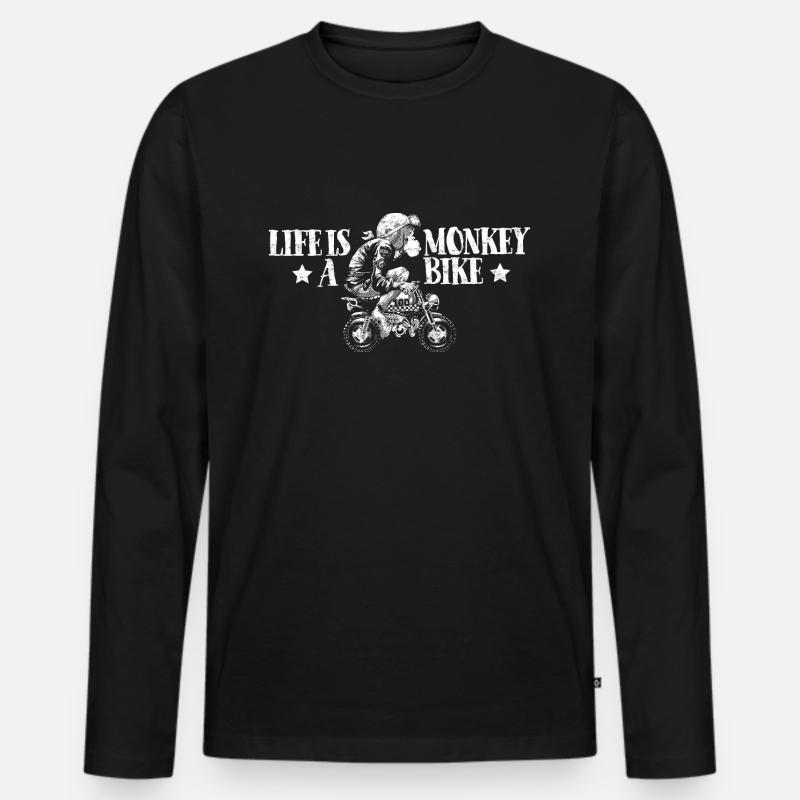 Monkey Bike - Männer Premium Bio Langarmshirt - Schwarz