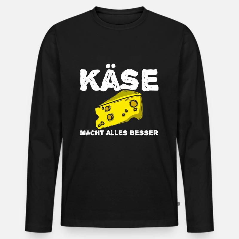 Käse - Männer Premium Bio Langarmshirt - Schwarz