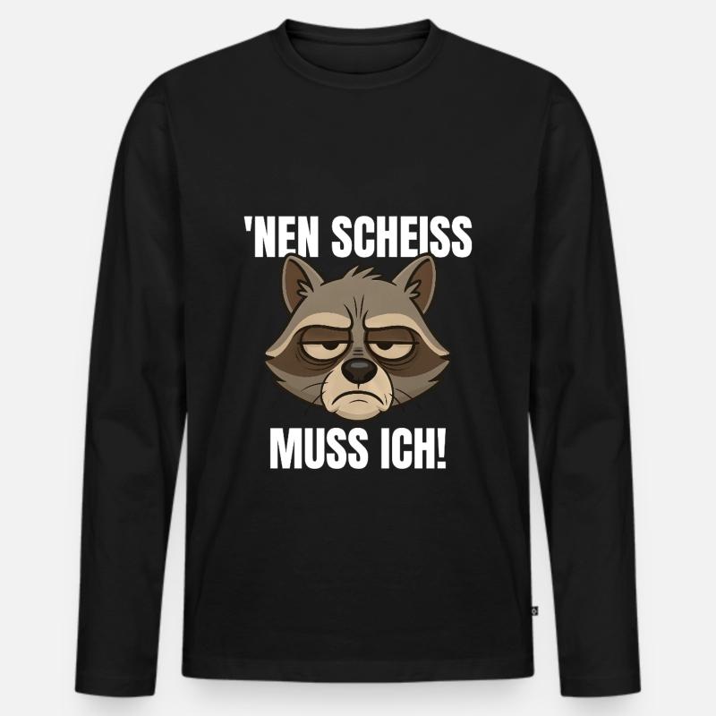 Waschbär mit frechem Spruch - Männer Premium Bio Langarmshirt - Schwarz