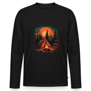 Feu de camp, feu de camp - T-shirt manches longues Premium bio Homme - noir - Devant - Nico (187cm)