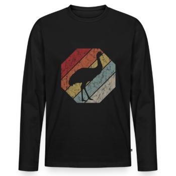 Emu Laufvogel Dromaius Strauß Australien Retro - Männer Premium Bio Langarmshirt - Schwarz - Vorne - Nico (187cm)