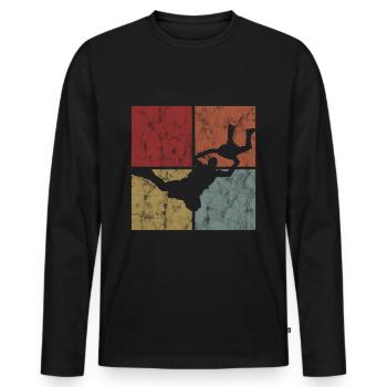 Parachute parachutiste - T-shirt manches longues Premium bio Homme - noir - Devant - Nico (187cm)