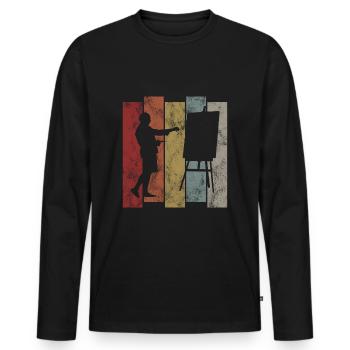 Artiste rétro art artiste peinture peintre - T-shirt manches longues Premium bio Homme - noir - Devant - Nico (187cm)