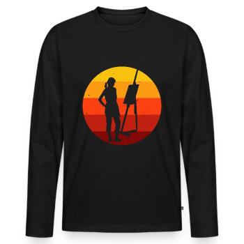 Peintre artiste artiste artiste rétro peinture - T-shirt manches longues Premium bio Homme - noir - Devant - Nico (187cm)