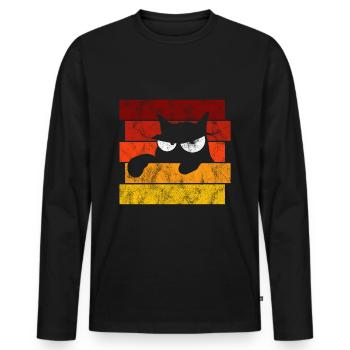 Chat Chat Miau Chat Rétro Chats - T-shirt manches longues Premium bio Homme - noir - Devant - Nico (187cm)