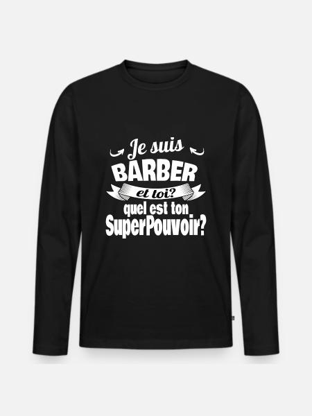 je suis barber - T-shirt manches longues Premium bio Homme - noir