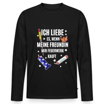 Pyro Freak - Männer Premium Bio Langarmshirt - Schwarz - Vorne - Nico (187cm)