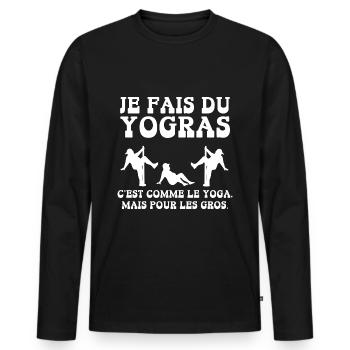 je fais du yogras - T-shirt manches longues Premium bio Homme - noir - Devant - Nico (187cm)