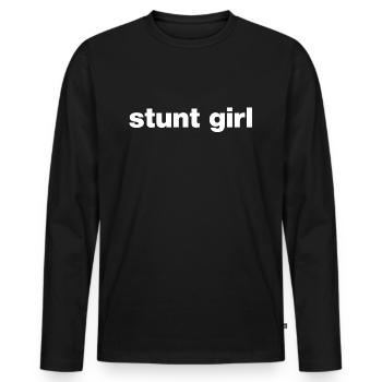 Citation de Stunt Girl - T-shirt manches longues Premium bio Homme - noir - Devant - Nico (187cm)