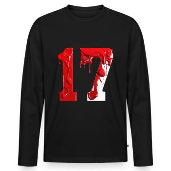 NO. 17 NUMBER 17 RED WHITE 17TH BIRTHDAY - Men's Premium Organic Long Sleeve Shirt - black - Front - Nico (187cm)