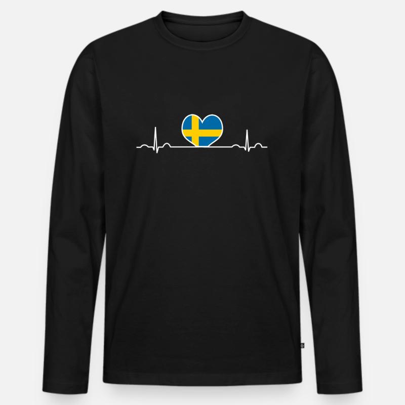 Schweden - Männer Premium Bio Langarmshirt - Schwarz