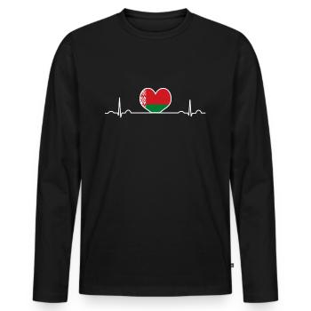 BELARUS - Men's Premium Organic Long Sleeve Shirt - black - Front - Nico (187cm)