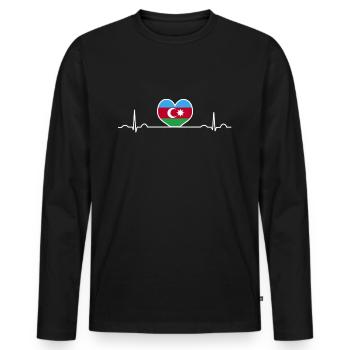 Azerbaïdjan - T-shirt manches longues Premium bio Homme - noir - Devant - Nico (187cm)