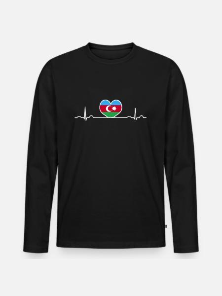 Aserbaidschan - Männer Premium Bio Langarmshirt - Schwarz