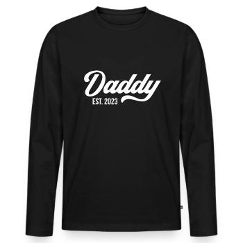 Daddy Est 2023 Fathers Day - Men's Premium Organic Long Sleeve Shirt - black - Front - Nico (187cm)