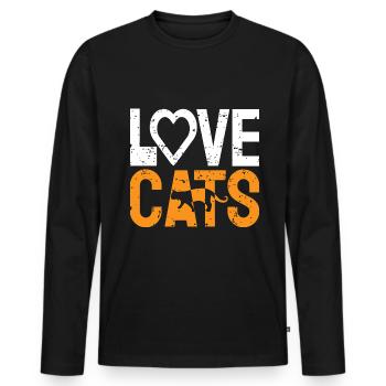 J’adore Cats ich liebe Katzen - T-shirt manches longues Premium bio Homme - noir - Devant - Nico (187cm)