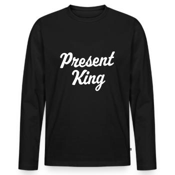 Present King - Men's Premium Organic Long Sleeve Shirt - black - Front - Nico (187cm)