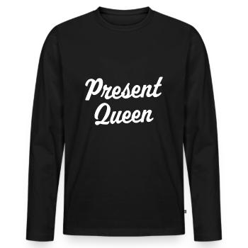 Present Queen - Men's Premium Organic Long Sleeve Shirt - black - Front - Nico (187cm)