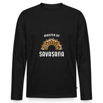 Maître de Shavasana - T-shirt manches longues Premium bio Homme - noir - Devant - Nico (187cm)