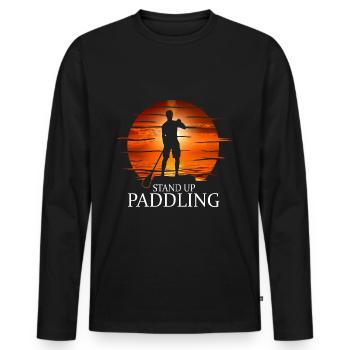 SUP Board Paddle Stand Up Paddling Shirt - T-shirt manches longues Premium bio Homme - noir - Devant - Nico (187cm)