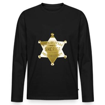 Sheriff Stern Texas Bürgermeister Western Cowboy - Männer Premium Bio Langarmshirt - Schwarz - Vorne - Nico (187cm)