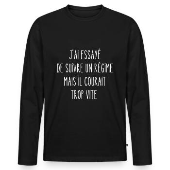 j'ai essayé de suivre un régime - T-shirt manches longues Premium bio Homme - noir - Devant - Nico (187cm)
