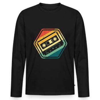 80er 90er Jahre Kassette Mixtape Retro Lustig - Männer Premium Bio Langarmshirt - Schwarz - Vorne - Nico (187cm)