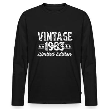 Vintage born in 1983 40 Years Happy Birthday - Männer Premium Bio Langarmshirt - Schwarz - Vorne - Nico (187cm)