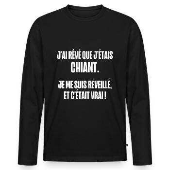 j'ai rêvé que j étais chiant - T-shirt manches longues Premium bio Homme - noir - Devant - Nico (187cm)