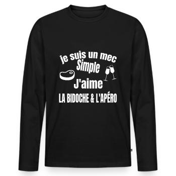 bidoche et apéro - T-shirt manches longues Premium bio Homme - noir - Devant - Nico (187cm)