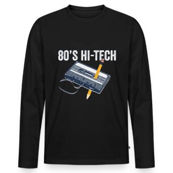 80er Jahre 90er Jahre Kassette Stift Retro Lustig - Männer Premium Bio Langarmshirt - Schwarz - Vorne - Nico (187cm)