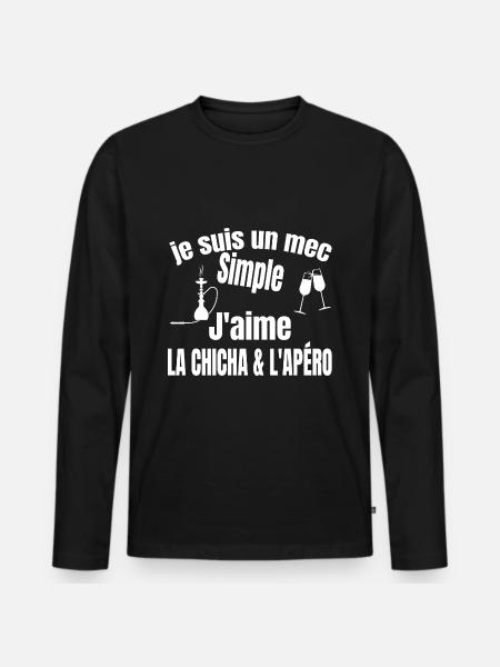 chicha et apéro - T-shirt manches longues Premium bio Homme - noir