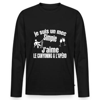 canyoning et apéro - T-shirt manches longues Premium bio Homme - noir - Devant - Nico (187cm)