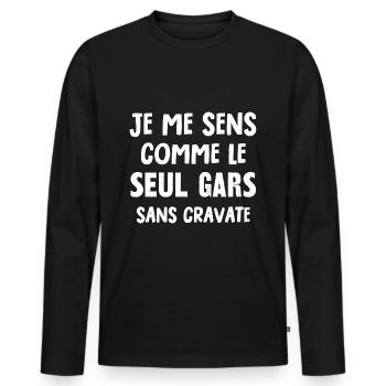 le seul gars sans cravate - T-shirt manches longues Premium bio Homme - noir - Devant - Nico (187cm)