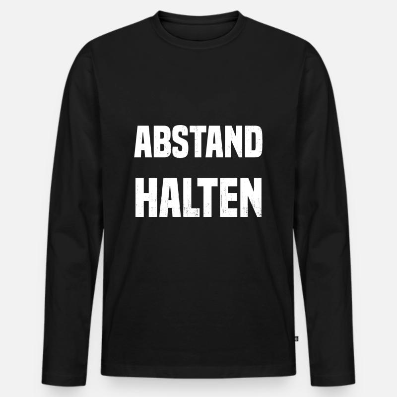 Abstand halten - Männer Premium Bio Langarmshirt - Schwarz