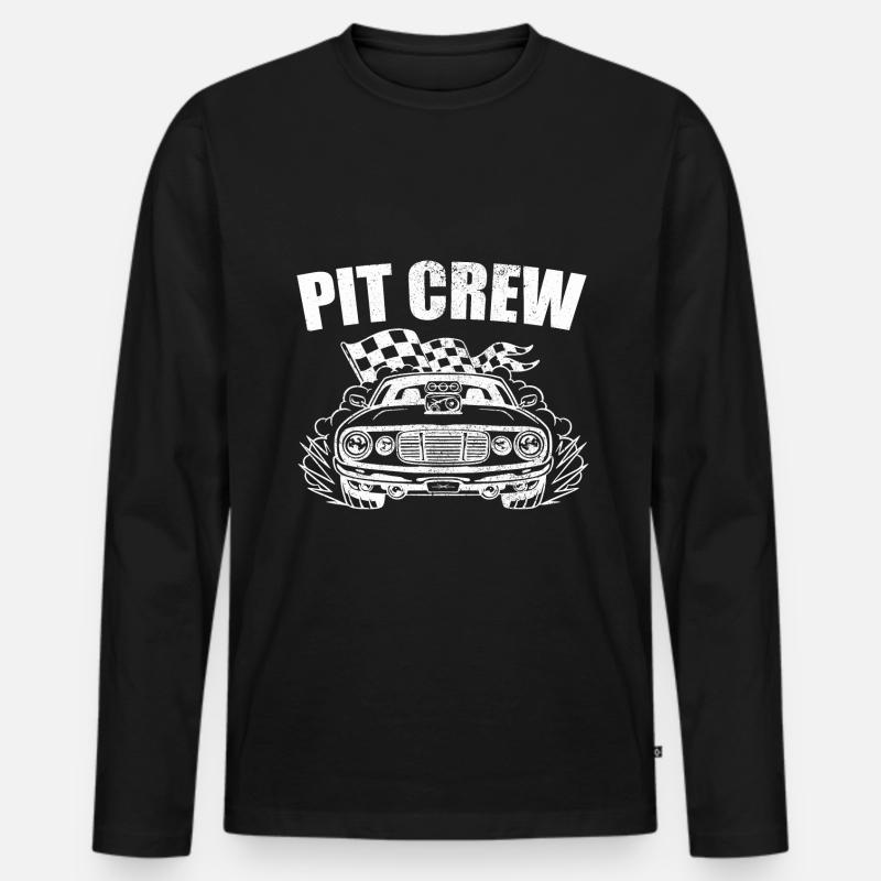 PIT CREW CHALLENGE GRAPHIC - Männer Premium Bio Langarmshirt - Schwarz