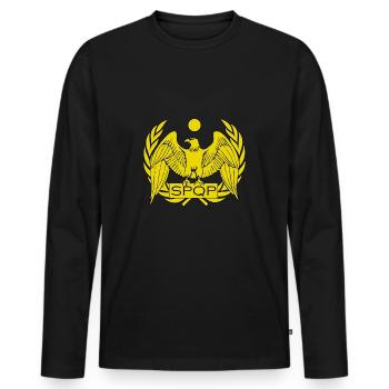 Romain Empire Romain Romain SPQP Polonia Pologne - T-shirt manches longues Premium bio Homme - noir - Devant - Nico (187cm)
