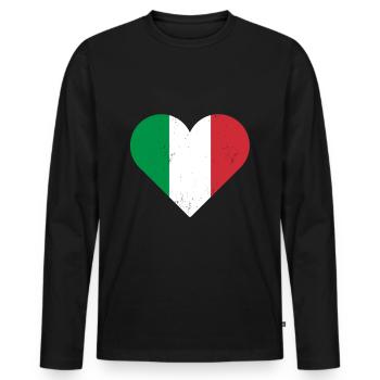 Italy - Men's Premium Organic Long Sleeve Shirt - black - Front - Nico (187cm)