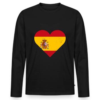 Espagne - T-shirt manches longues Premium bio Homme - noir - Devant - Nico (187cm)