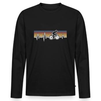 CYCLIST HEARTBEAT CYCLING RETRO ROAD BIKE - Men's Premium Organic Long Sleeve Shirt - black - Front - Nico (187cm)